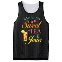 Raised On Sweet Tea And Jesus Funny Sweet Tea Christian Mesh Reversible Basketball Jersey Tank