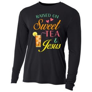 Raised On Sweet Tea And Jesus Funny Sweet Tea Christian Cooling Performance Long Sleeve Crew