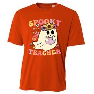 Retro One Spooky Teacher Cute Floral Ghost Halloween Teacher Gift Cooling Performance Crew T-Shirt