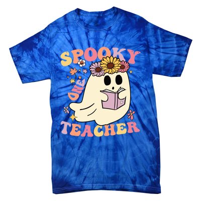 Retro One Spooky Teacher Cute Floral Ghost Halloween Teacher Gift Tie-Dye T-Shirt