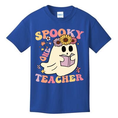 Retro One Spooky Teacher Cute Floral Ghost Halloween Teacher Gift Kids T-Shirt