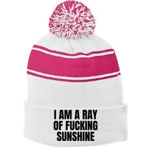 Ray Of Sunshine Stripe Pom Pom Beanie