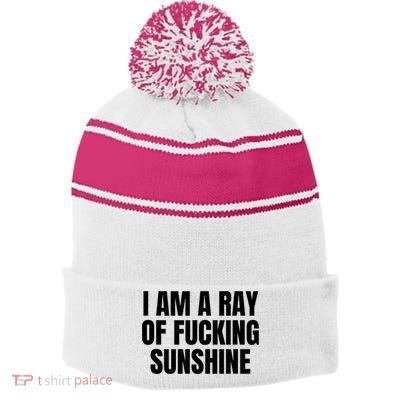 Ray Of Sunshine Stripe Pom Pom Beanie