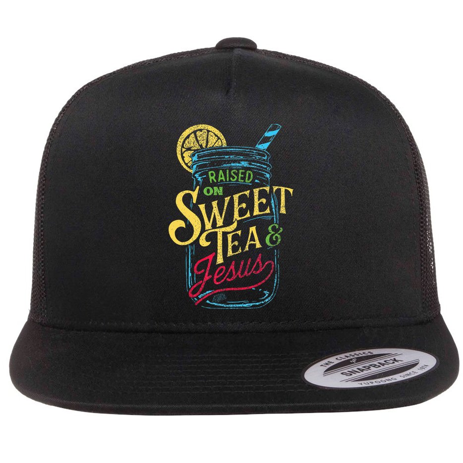 Raised On Sweet Tea & Jesus Southern Pride Iced Tea Flat Bill Trucker Hat