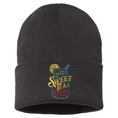 Raised On Sweet Tea & Jesus Southern Pride Iced Tea Sustainable Knit Beanie