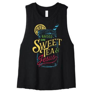 Raised On Sweet Tea & Jesus Southern Pride Iced Tea Women's Racerback Cropped Tank