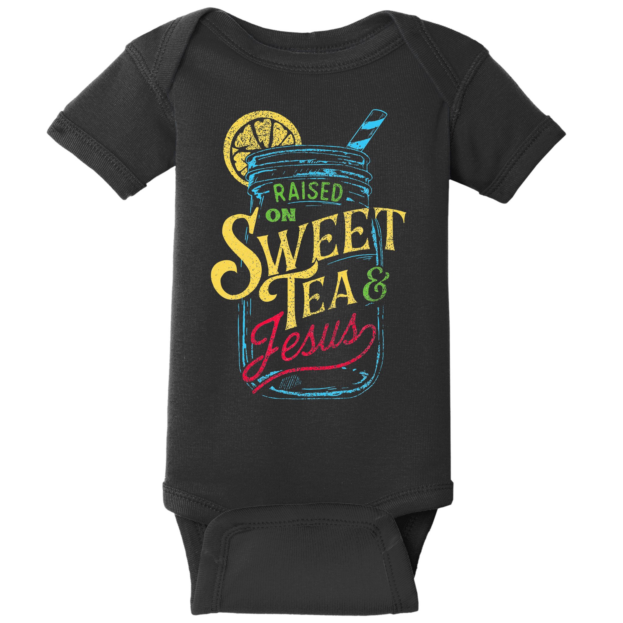Raised On Sweet Tea & Jesus Southern Pride Iced Tea Baby Bodysuit