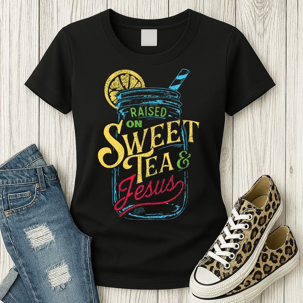Raised On Sweet Tea & Jesus Southern Pride Iced Tea Womens T-Shirt