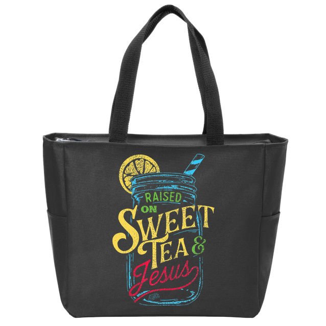 Raised On Sweet Tea & Jesus Southern Pride Iced Tea Zip Tote Bag