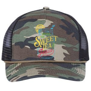 Raised On Sweet Tea & Jesus Southern Pride Iced Tea Retro Rope Trucker Hat Cap