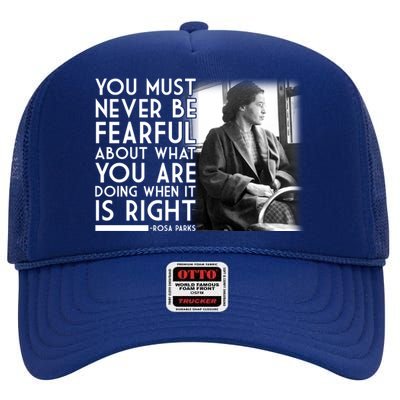 Rosa Parks Never be Fearful Black History High Crown Mesh Back Trucker Hat