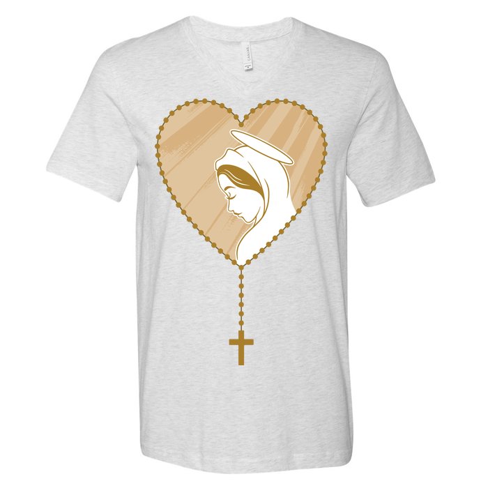 Rosary Virgin Mary V-Neck T-Shirt