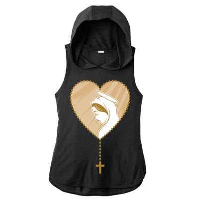 Rosary Virgin Mary Ladies PosiCharge Tri-Blend Wicking Draft Hoodie Tank