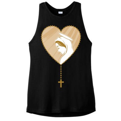 Rosary Virgin Mary Ladies PosiCharge Tri-Blend Wicking Tank