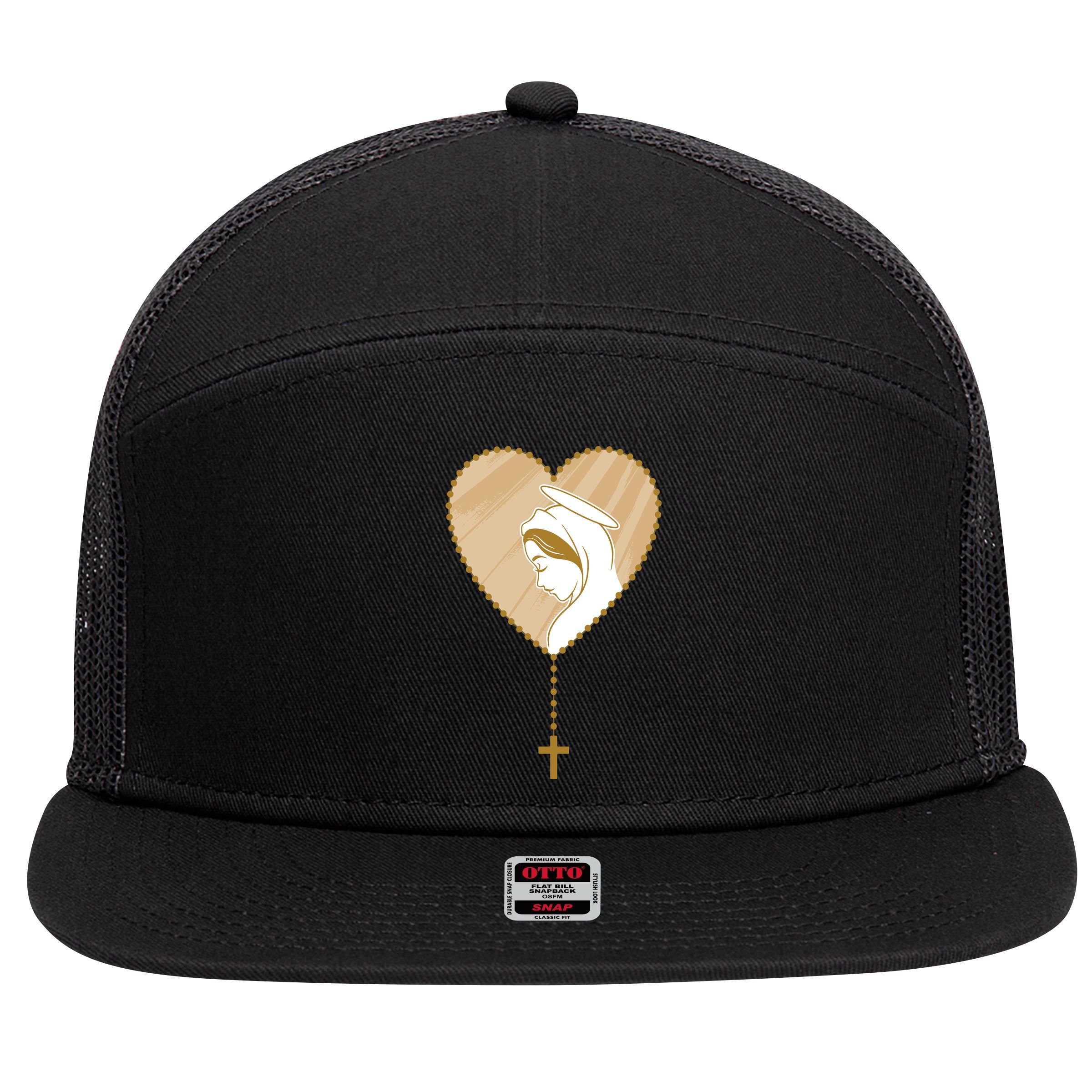 Rosary Virgin Mary 7 Panel Mesh Trucker Snapback Hat