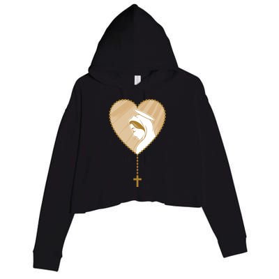 Rosary Virgin Mary Crop Fleece Hoodie