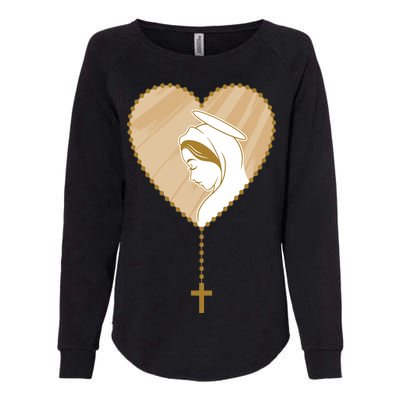 Rosary Virgin Mary Womens California Wash Sweatshirt