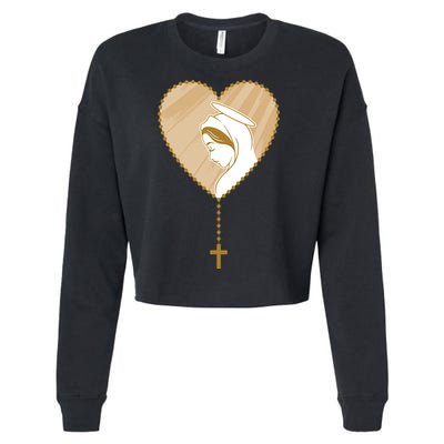 Rosary Virgin Mary Cropped Pullover Crew