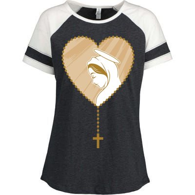 Rosary Virgin Mary Enza Ladies Jersey Colorblock Tee