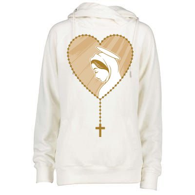 Rosary Virgin Mary Womens Funnel Neck Pullover Hood