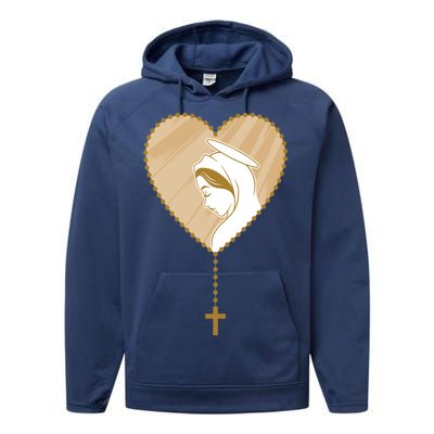 Rosary Virgin Mary Performance Fleece Hoodie