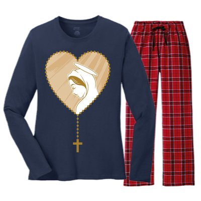 Rosary Virgin Mary Women's Long Sleeve Flannel Pajama Set 