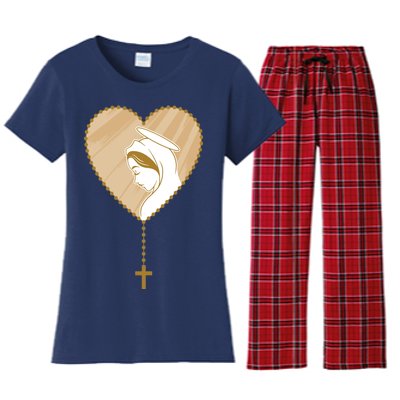 Rosary Virgin Mary Women's Flannel Pajama Set