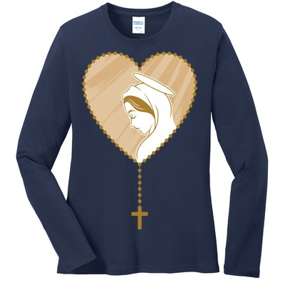 Rosary Virgin Mary Ladies Long Sleeve Shirt