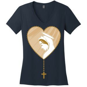 Rosary Virgin Mary Women's V-Neck T-Shirt