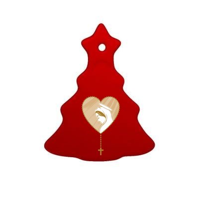 Rosary Virgin Mary Ceramic Tree Ornament