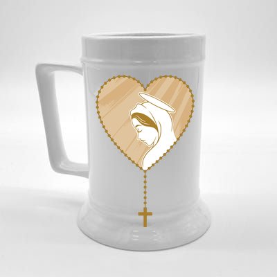 Rosary Virgin Mary Beer Stein