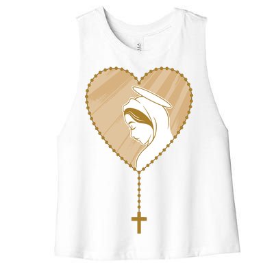 Rosary Virgin Mary Women's Racerback Cropped Tank