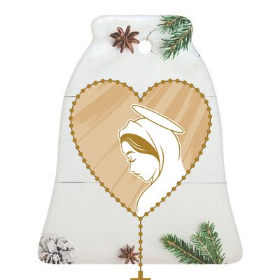 Rosary Virgin Mary Ceramic Bell Ornament