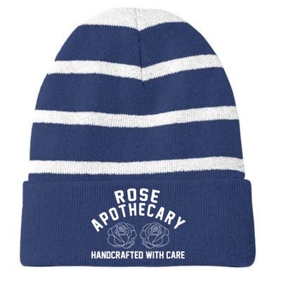 Rose Apothecary Handcrafted With Care Striped Beanie with Solid Band