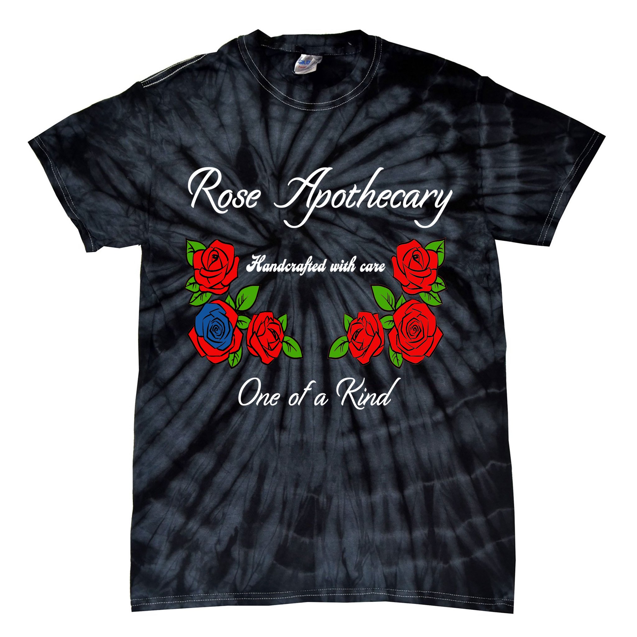 Rose Apothecary Handcrafted With Care One Of A Kind Tie-Dye T-Shirt