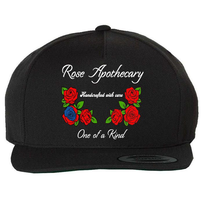 Rose Apothecary Handcrafted With Care One Of A Kind Wool Snapback Cap