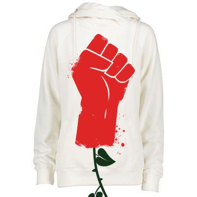 Rose Fist Women's Rights Womens Funnel Neck Pullover Hood