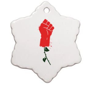 Rose Fist Women's Rights Ceramic Star Ornament