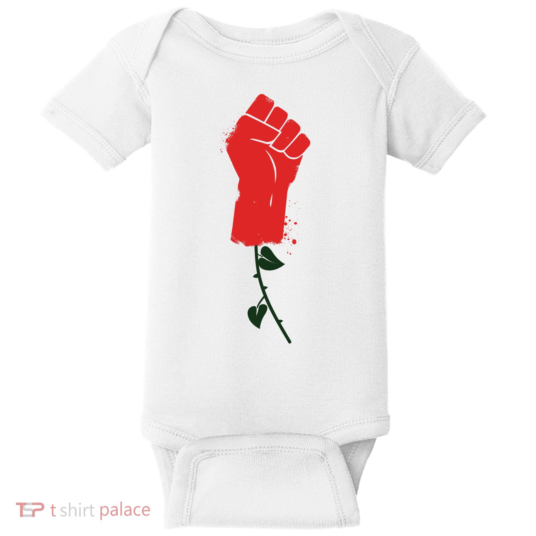 Rose Fist Women's Rights Baby Bodysuit