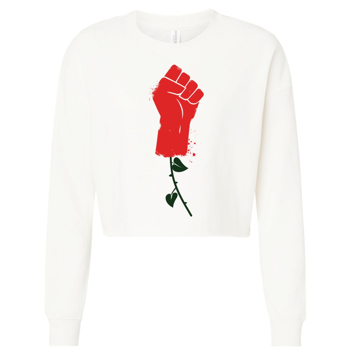 Rose Fist Women's Rights Cropped Pullover Crew