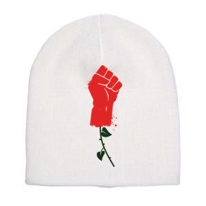 Rose Fist Women's Rights Short Acrylic Beanie