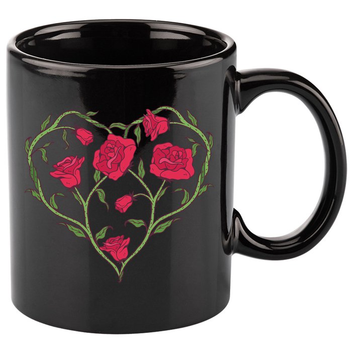 Rose Heart 11oz C Handle Ceramic Mug