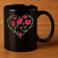 Rose Heart 11oz C Handle Ceramic Mug