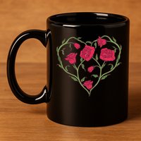 Rose Heart 11oz C Handle Ceramic Mug
