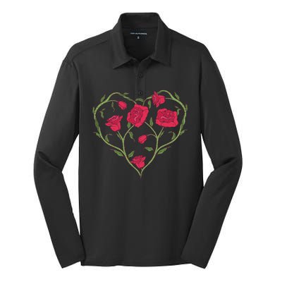 Rose Heart Silk Touch Performance Long Sleeve Polo