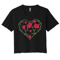 Rose Heart Women's Crop Top Tee