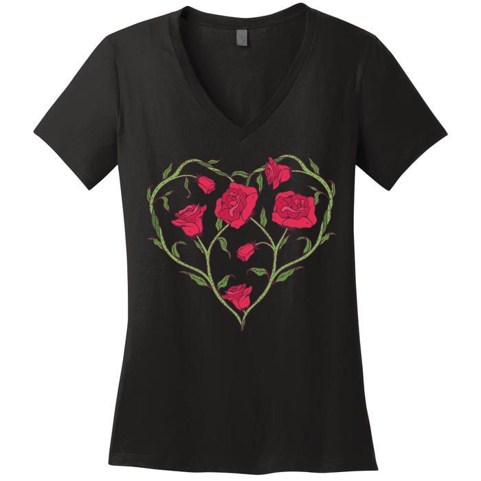 Rose Heart Women's V-Neck T-Shirt