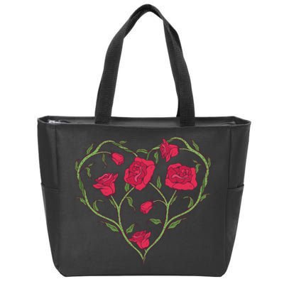 Rose Heart Zip Tote Bag