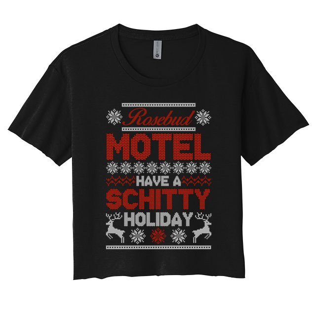 Rosebud Motel Have A Schitty Holiday Ugly Christmas Sweater Crop Top