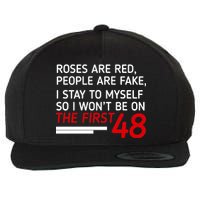 Roses Are Red People Are Fake I Stay To Myself 48 Wool Snapback Cap